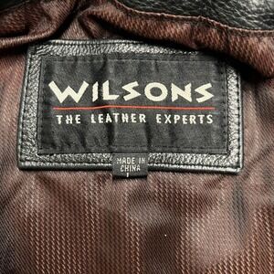VTG Wilsons The Leather Experts Black Leather Blazer‎ Jacket motorcycle Large